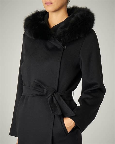 cappotto nero con cintura|cappotto nero donna.